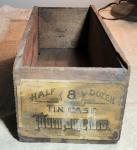 Antique 8-Inch Tin Case Thermometers in Wood Box