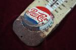 Vintage Pepsi Embossed Metal Thermometer Sign