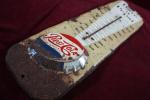 Vintage Pepsi Embossed Metal Thermometer Sign