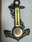 Vintage Metal Anchor Thermometer with Coin