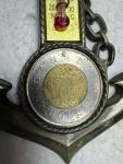 Vintage Metal Anchor Thermometer with Coin