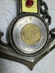 Vintage Metal Anchor Thermometer with Coin