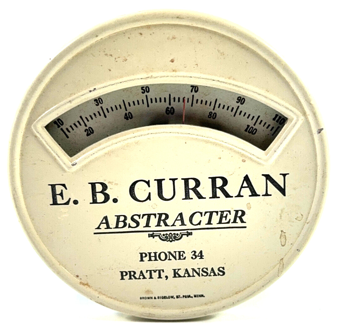 Vintage E.B. Curran Pratt Kansas Advertising Thermometer
