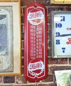 1950s Pepsi-Cola Bottlecap Thermometer Sign