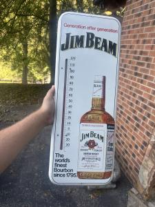 Jim Beam Bourbon Vintage Advertising Thermometer Sign