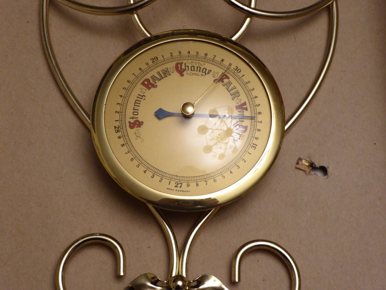 Vintage American Made Metal Wall Thermometer Barometer