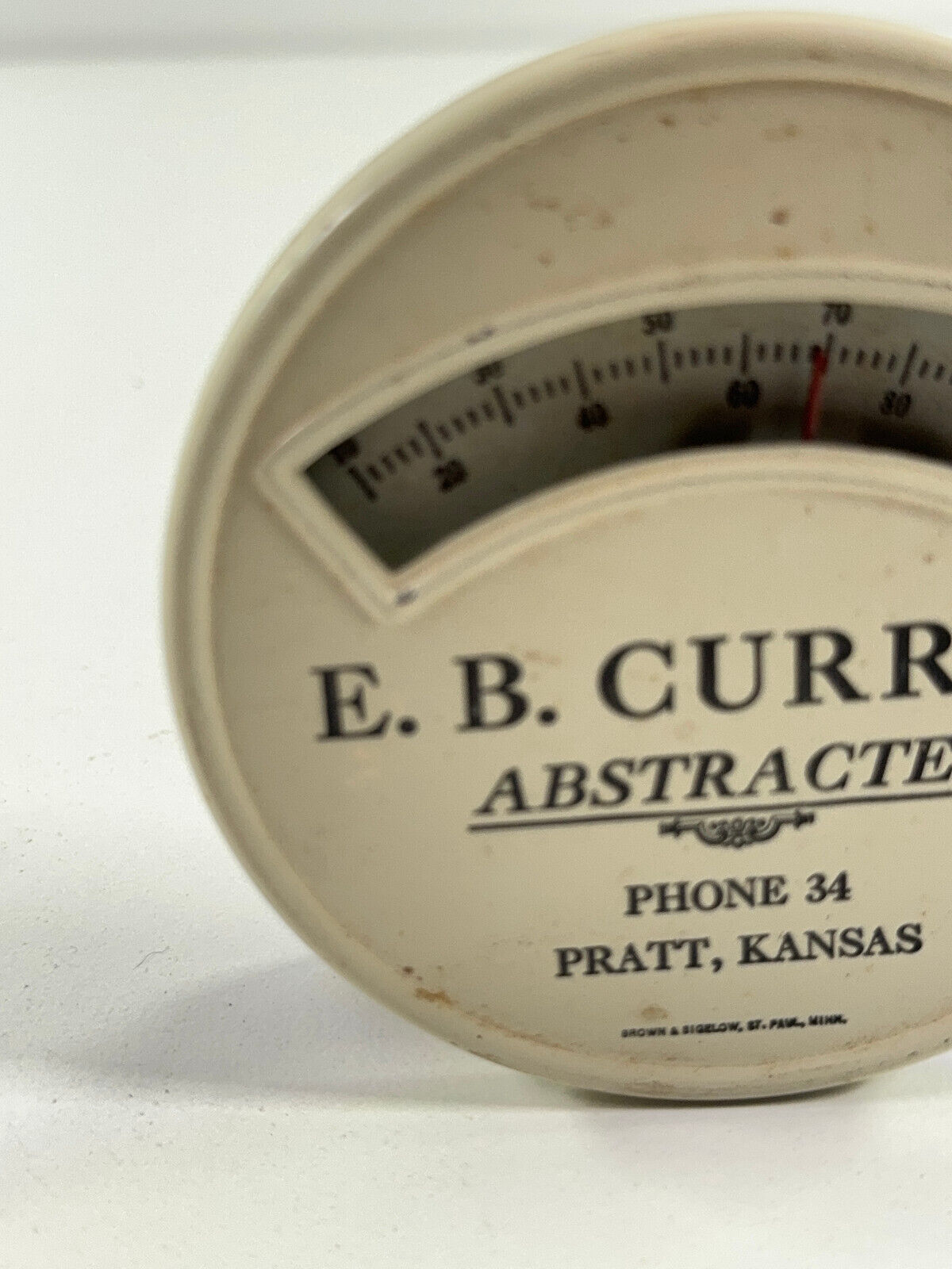 Vintage E.B. Curran Pratt Kansas Advertising Thermometer
