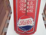 Vintage Pepsi Cola Metal Thermometer Sign 27x8