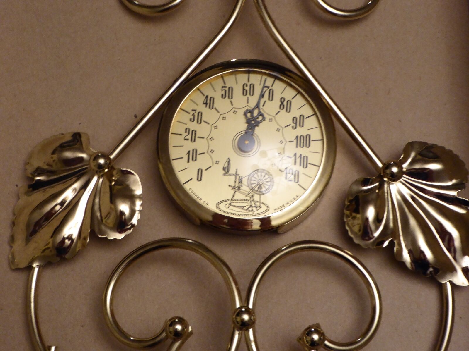 Vintage American Made Metal Wall Thermometer Barometer