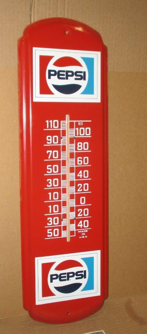 Vintage Pepsi-Cola Big Thermometer Sign with Logos