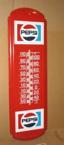 Vintage Pepsi-Cola Big Thermometer Sign with Logos