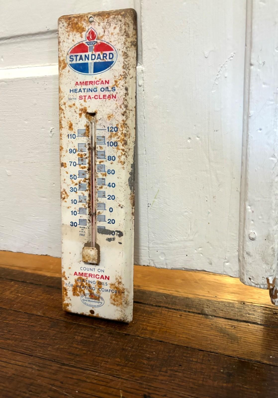 1962 AMOCO Oil Company Advertising Thermometer Sign
