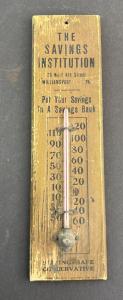 Vintage Wooden Thermometer The Savings Institution Williamsport PA