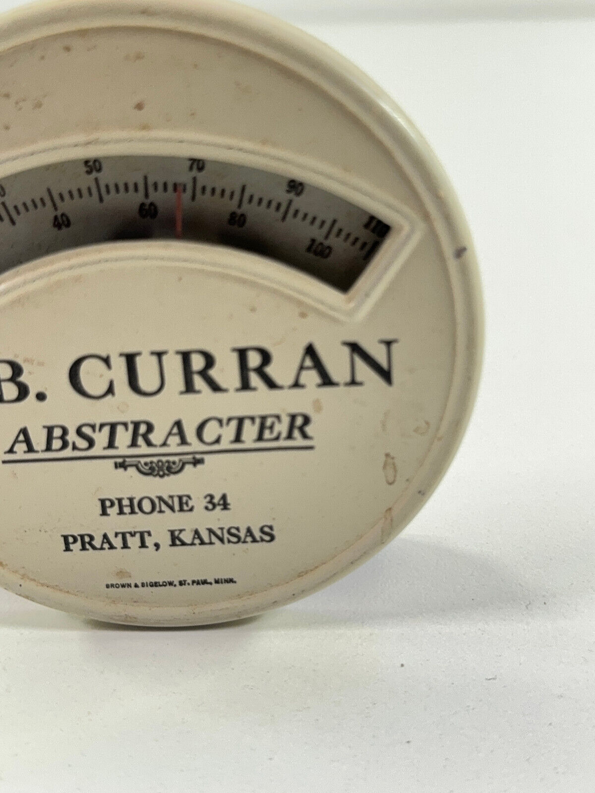 Vintage E.B. Curran Pratt Kansas Advertising Thermometer