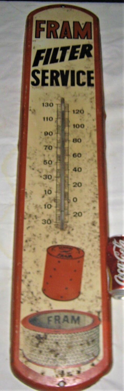 Vintage FRAM Filter Gas Oil Station Thermometer
