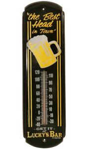 Lucky's Bar Vintage Beer Advertising Thermometer