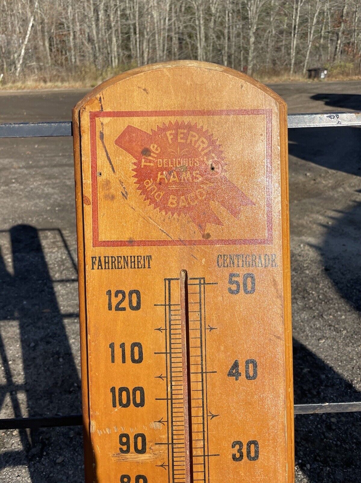 1800s Ferris Hams & Bacon Butchers Advertising Thermometer