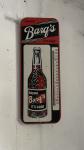 1950s Barq's Root Beer Metal Thermometer Sign