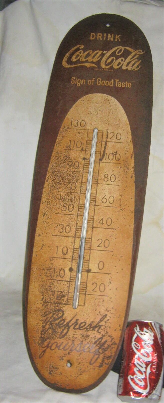 1950 Coca Cola Metal Thermometer Sign