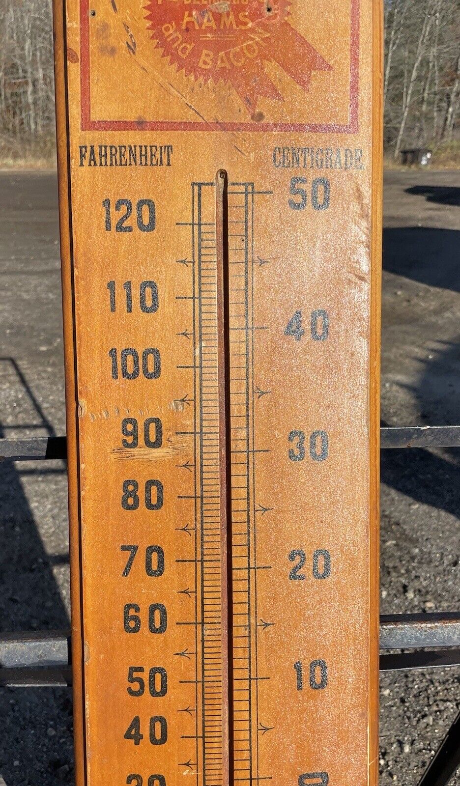 1800s Ferris Hams & Bacon Butchers Advertising Thermometer