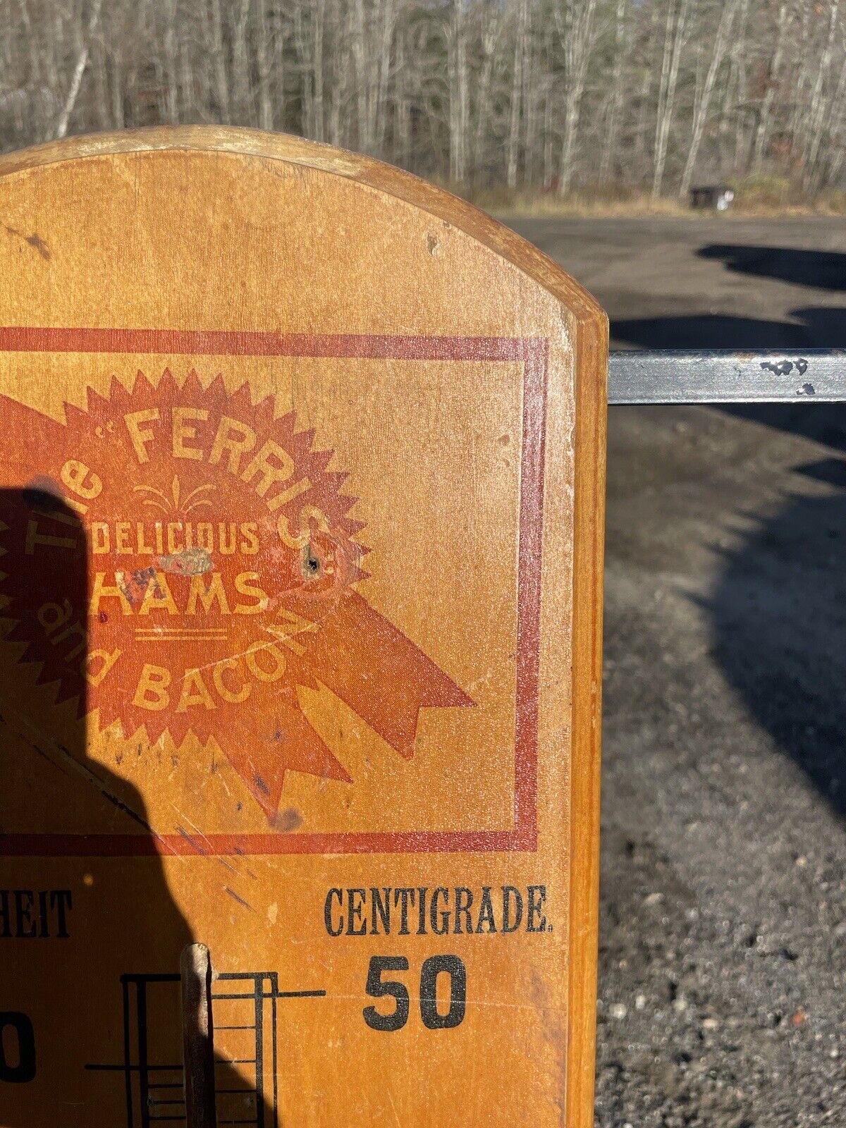 1800s Ferris Hams & Bacon Butchers Advertising Thermometer