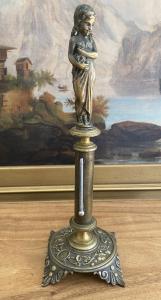 19th Century Girl Desktop Thermometer in Bronze