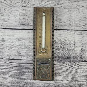 Vintage Steampunk Brass Thermometer in Gold Tone