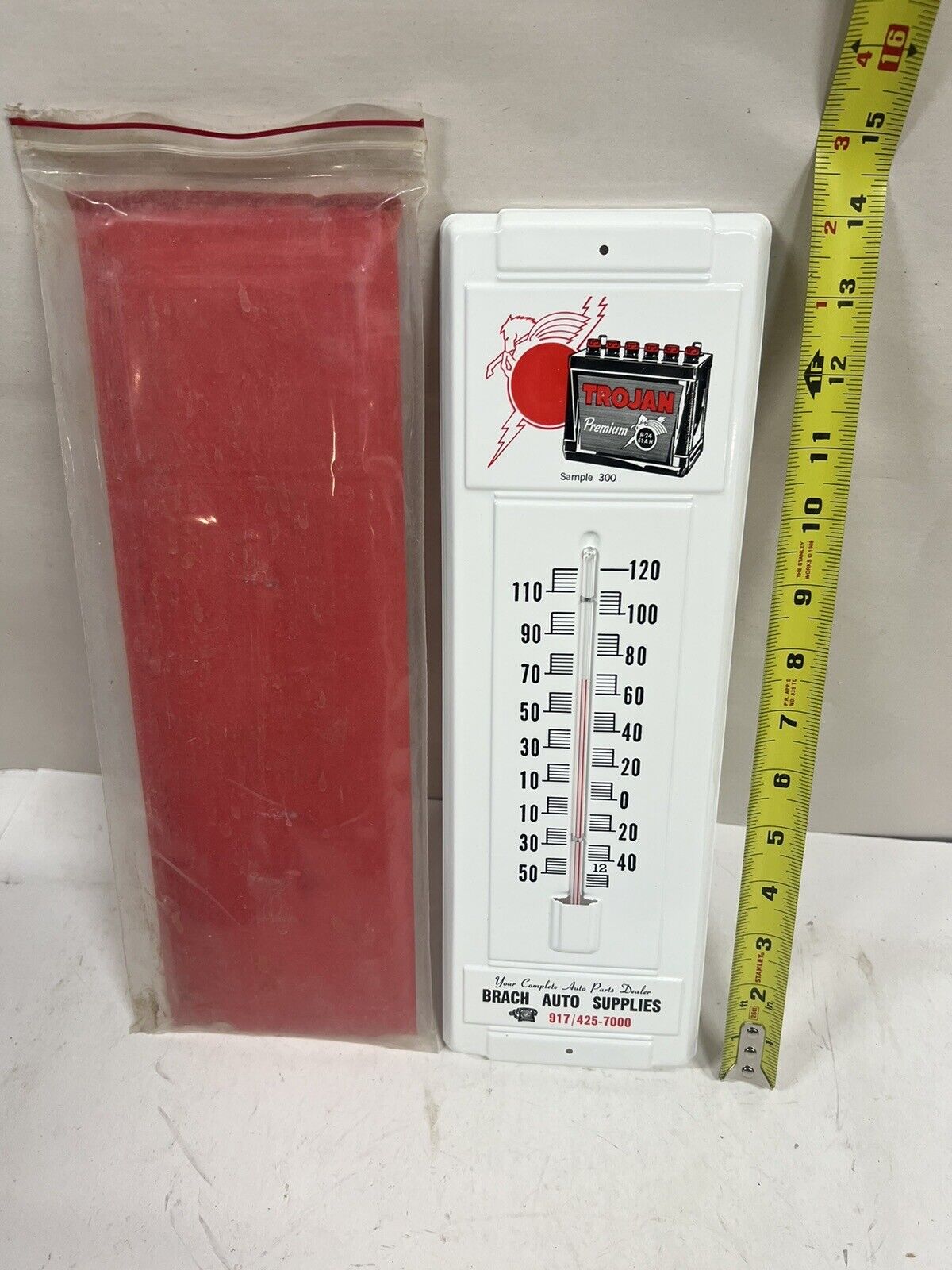Vintage Brach Auto Thermometer - Trojan Battery Advertisement