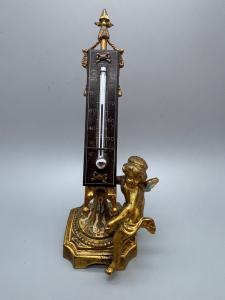 Golden Bronze Desk Thermometer with Enamel Base