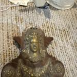 JW Queen Anne Antique Wood & Brass Thermometer