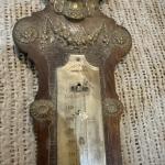 JW Queen Anne Antique Wood & Brass Thermometer