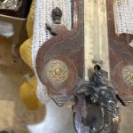 JW Queen Anne Antique Wood & Brass Thermometer