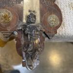 JW Queen Anne Antique Wood & Brass Thermometer