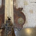 JW Queen Anne Antique Wood & Brass Thermometer
