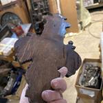 JW Queen Anne Antique Wood & Brass Thermometer