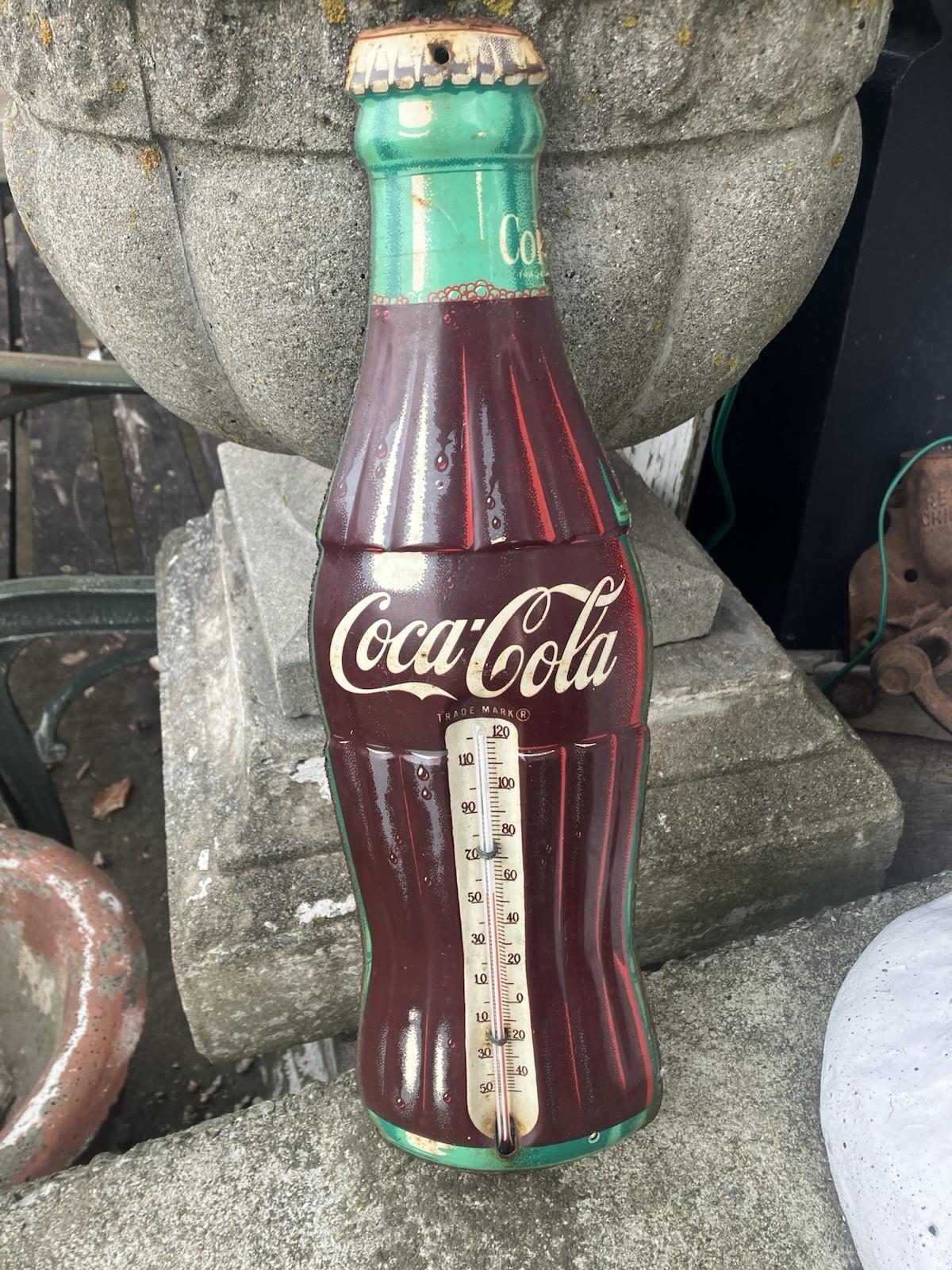 Vintage Coca-Cola Bottle Thermometer Advertising Sign