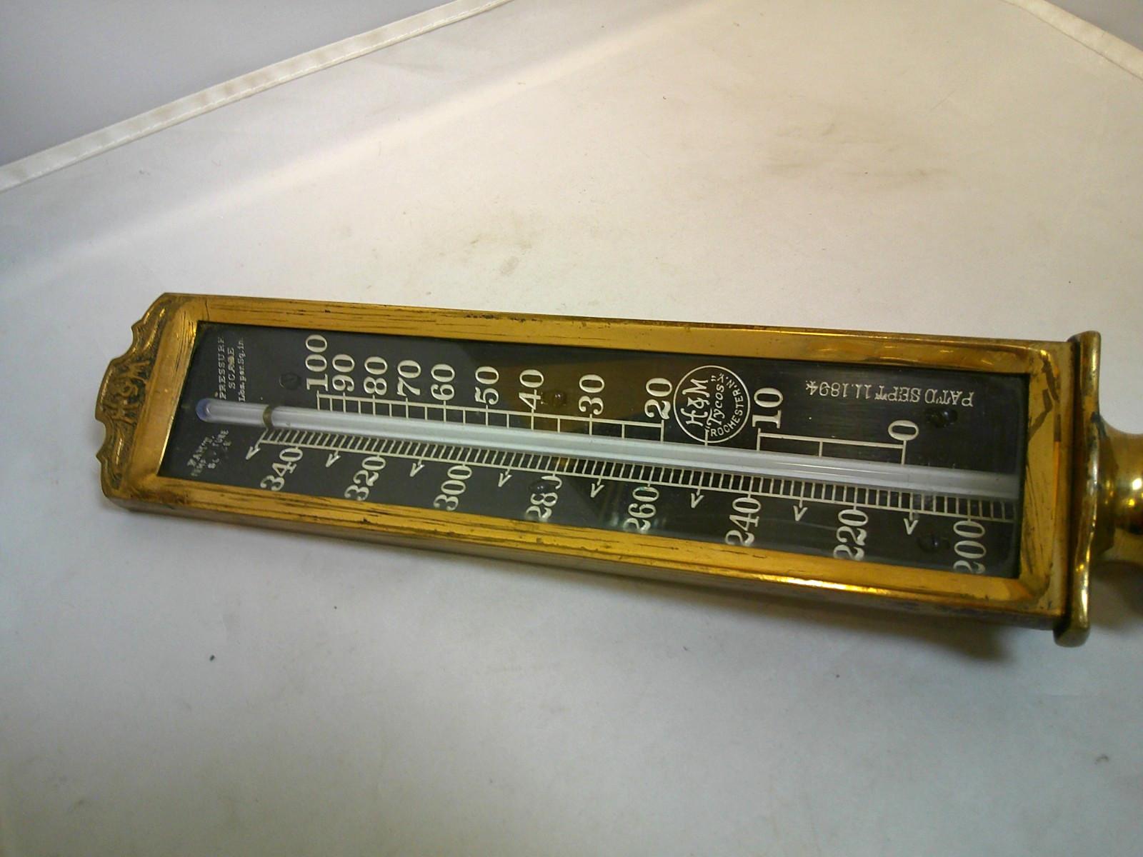 Ornate Brass Antique Steam Thermometer Boiler Gauge