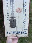 J.L. Taylor Antique Wood Advertising Thermometer
