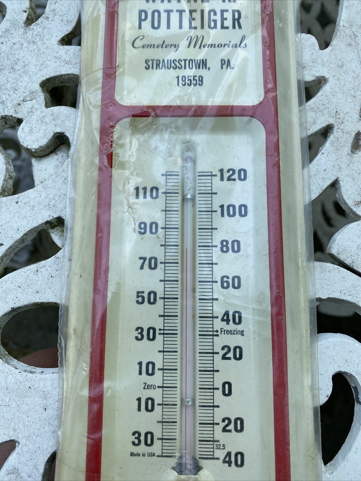 Potteiger Cemetery Funeral Memorials PA Thermometer
