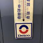Delco Batteries Vintage Gas Station Thermometer Sign