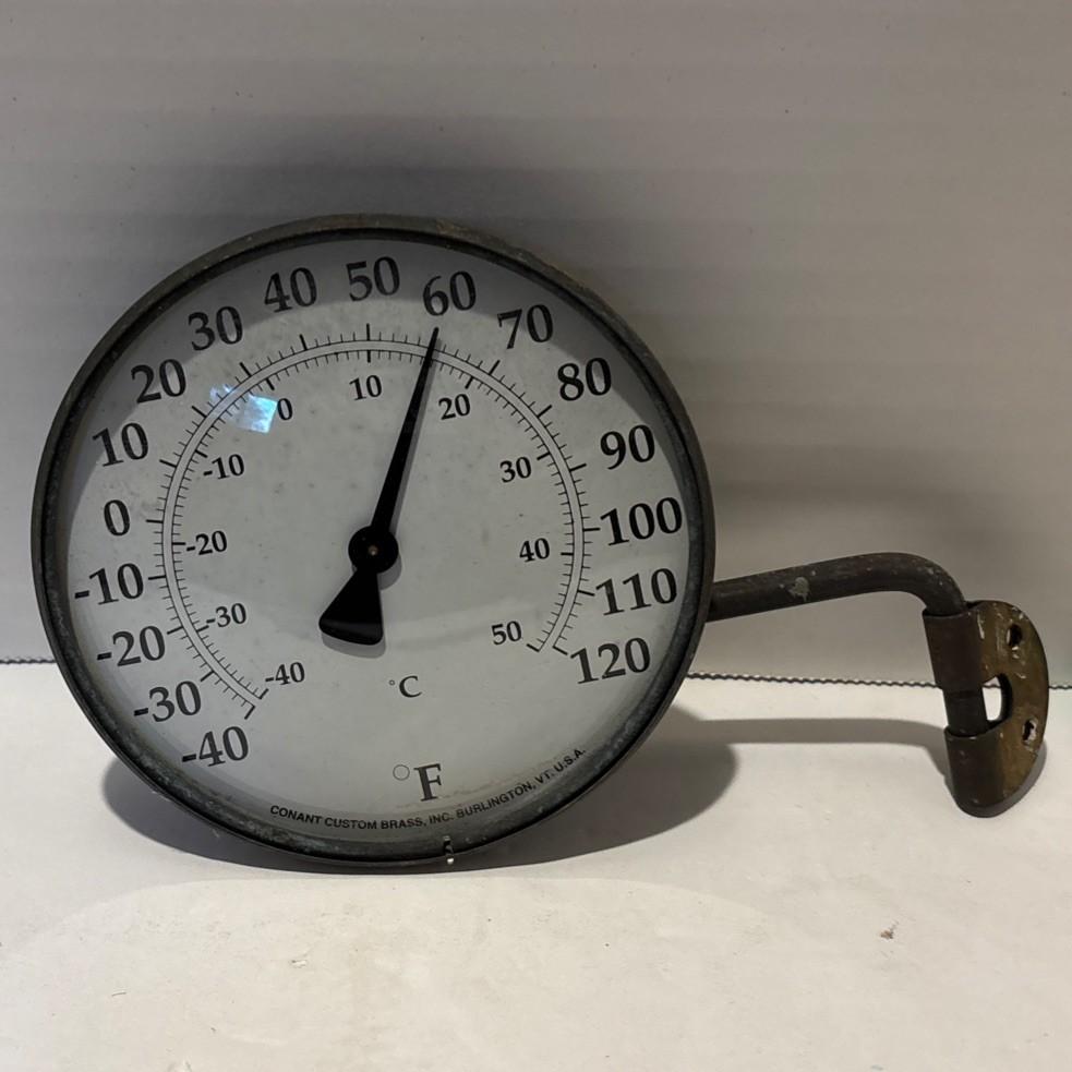 4” Brass Vintage Thermometer with Swivel Bracket