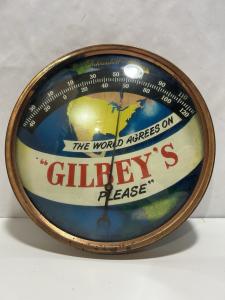 Gilbey's Gin Vintage Advertising Thermometer Sign 1950s