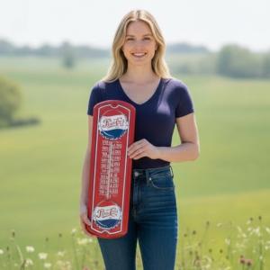 Vintage PEPSI COLA Red Wall Thermometer Sign