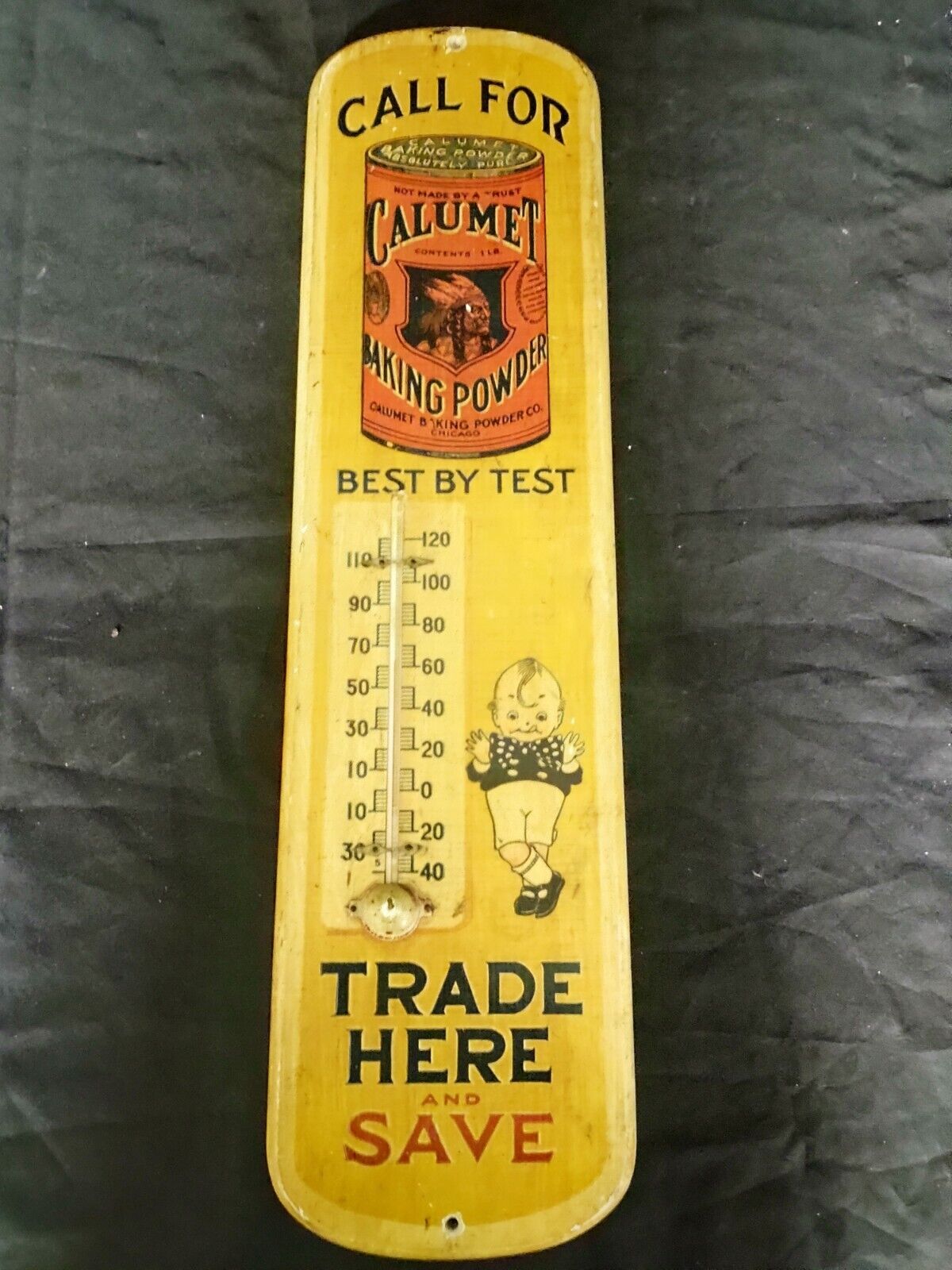 Calumet Baking Powder Antique Wood Thermometer - 22