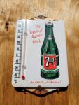 Vintage 7UP Porcelain Thermometer Advertising Sign