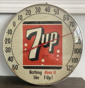 Vintage 7UP Advertising Dial Thermometer Sign