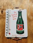 Vintage 7UP Porcelain Thermometer Advertising Sign
