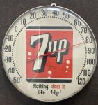 Vintage 7UP Advertising Dial Thermometer Sign