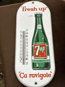 Vintage 7 Up Porcelain Advertising Thermometer