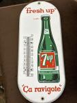 Vintage 7 Up Porcelain Advertising Thermometer
